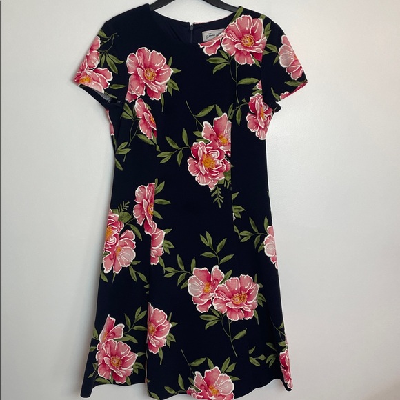 Jessica H. Navy Blue and Pink Floral Dress Size 12 Color - Picture 1 of 8